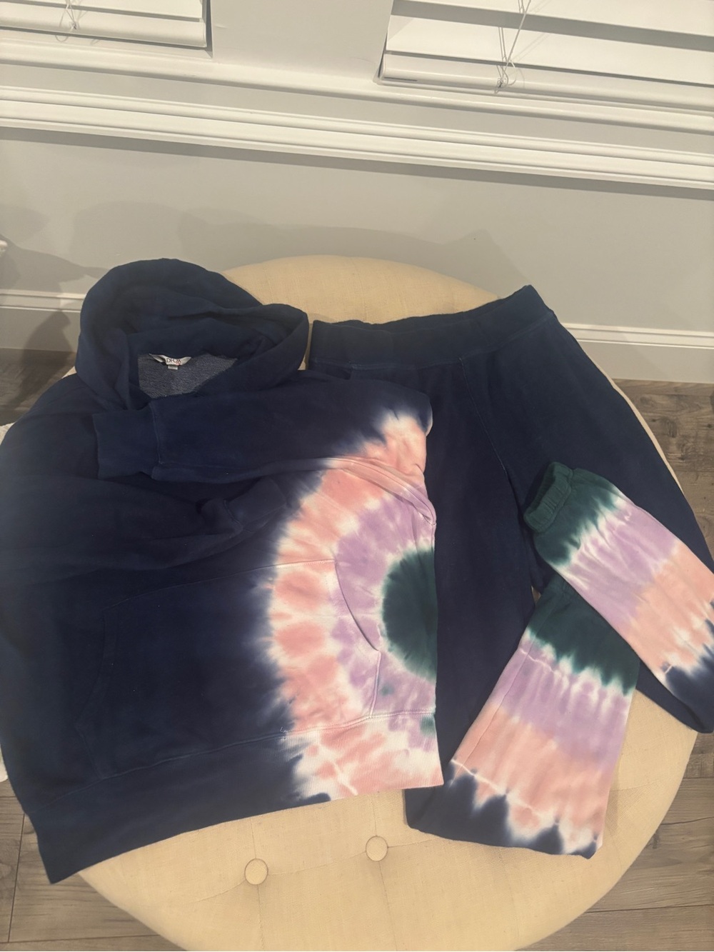 Wildfox Navy Tie-Dye Hoodie & Sweatpants Set - Pink, Purple, Green
